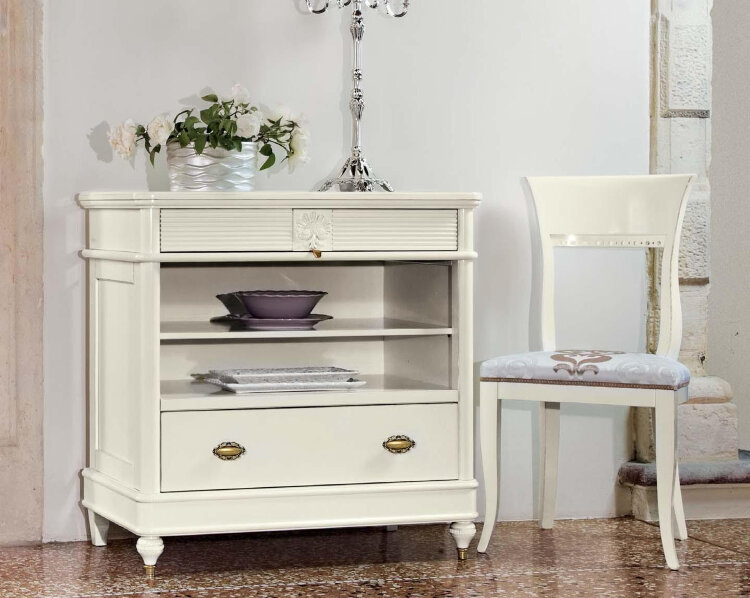 Стул мягкий Biedermeier Бурбон MC Mobili слоновая кость из массива дерева