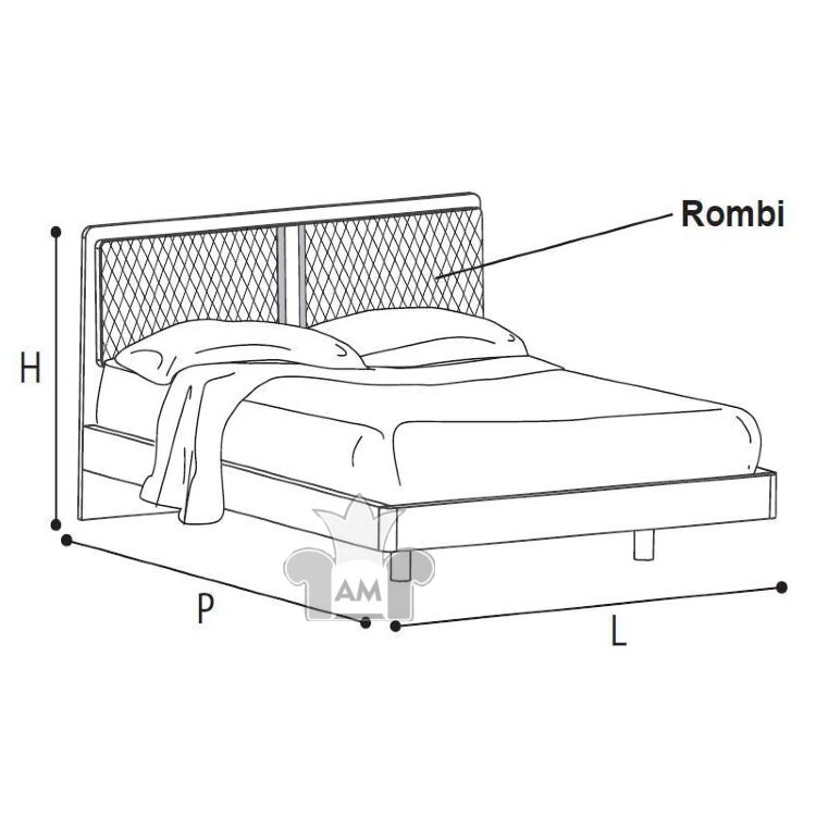 Кровать Vanity Rombi 160х200 коллекции Dama Bianca Camelgroup 133LET.08BI