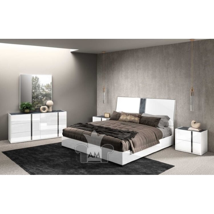 Спальня Status Italy Bianca Marble, белый глянец с мраморными декорами, Италия