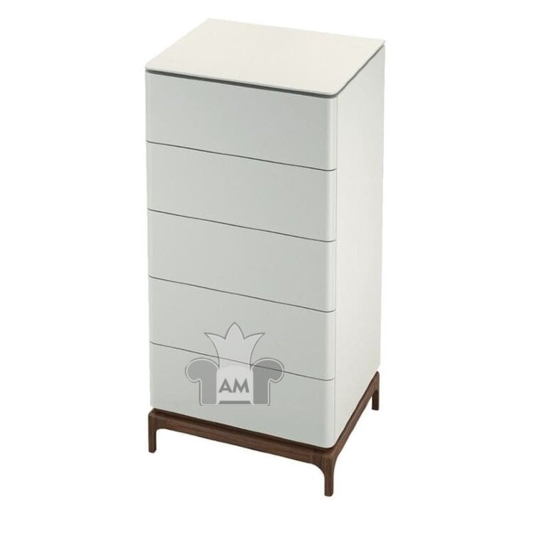 Комод высокий MOD Interiors Calpe, орех F, светло-серый матовый лак, пять ящиков, MDI.CHD.CP.5
