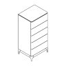 Комод высокий MOD Interiors Calpe, орех F, светло-серый матовый лак, пять ящиков, MDI.CHD.CP.5