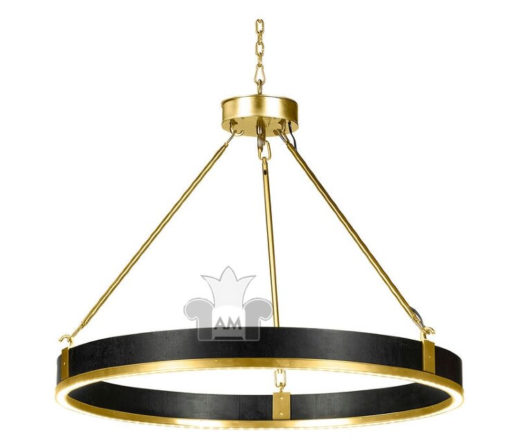 Люстра Jonathan Charles Round Contemporary Ebonised Oak & Brass Chandelier