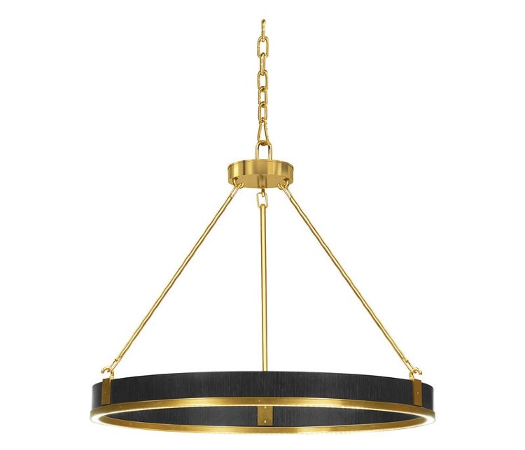 Люстра Jonathan Charles Round Contemporary Ebonised Oak & Brass Chandelier