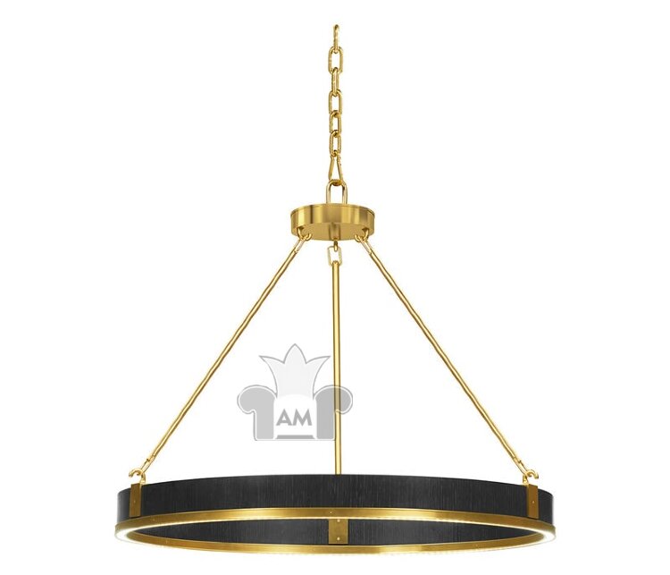Люстра Jonathan Charles Round Contemporary Ebonised Oak & Brass Chandelier