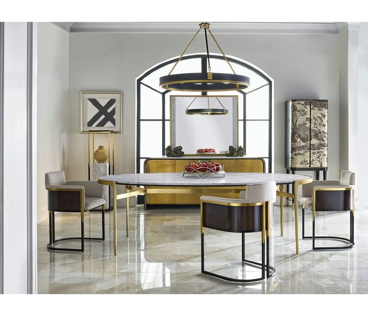 Люстра Jonathan Charles Round Contemporary Ebonised Oak & Brass Chandelier