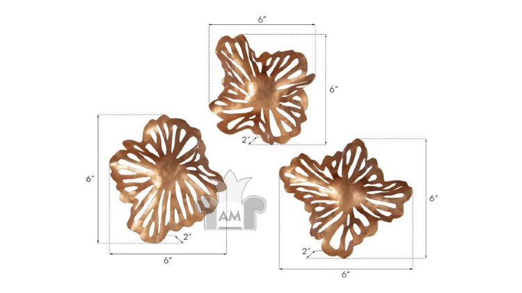 Настенный декор Phillips Collection Flower Extra Small Wall Art Copper, 3 шт