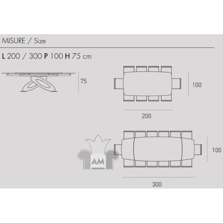 Стол обеденный Target Point Eclipse Botticella 200/300 раскладной TA400