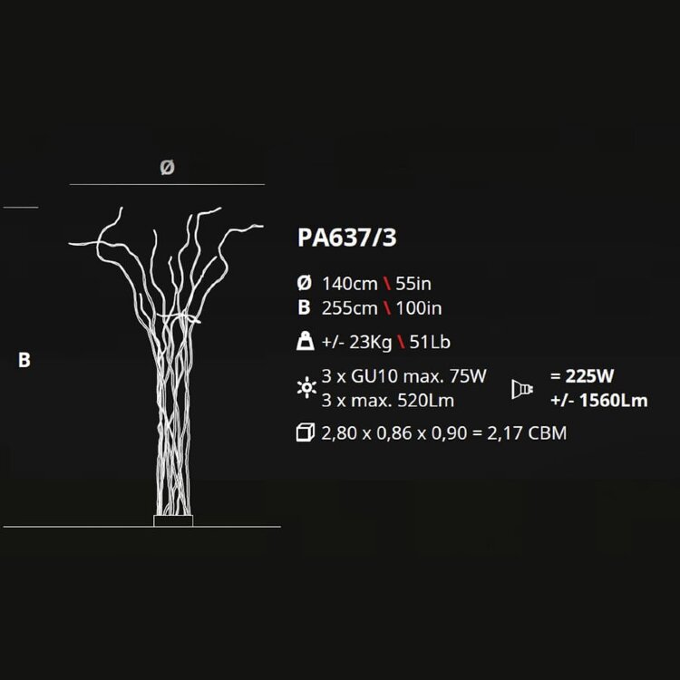 Торшер Serip PA637/3 FP