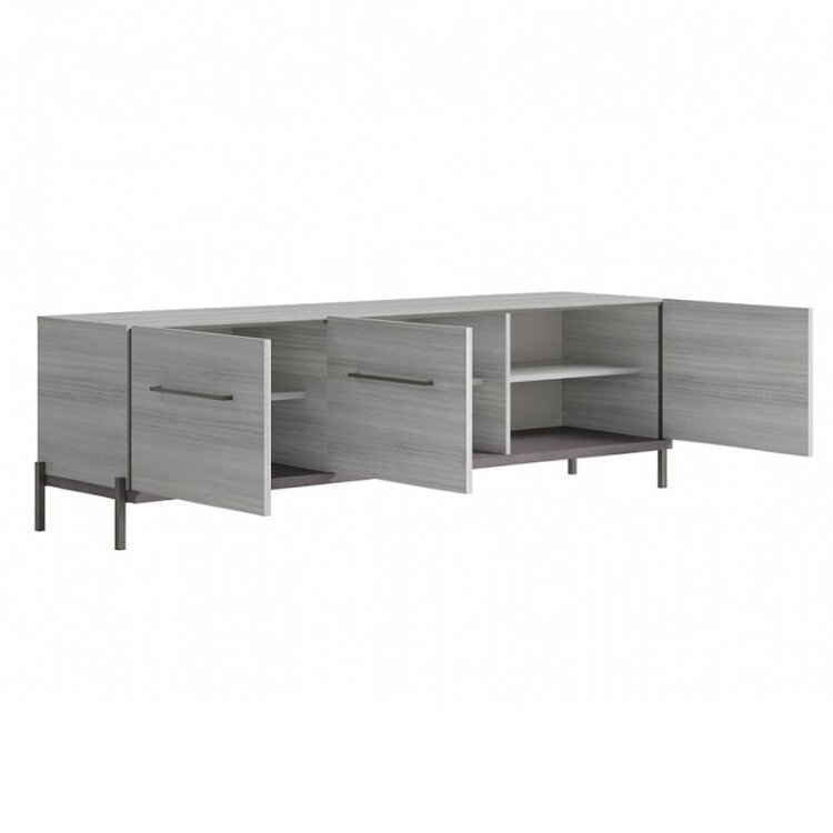 Тумба ТВ Status Italy Mia Silver Grey, трёхдверная, с ручками, MIDGRPT01M