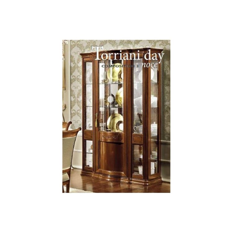 Витрина 3-дверная Torriani Day Camelgroup, узкая, с тканью