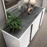 Низкий комод Status Italy Bianca Marble, три ящика, столешница под мрамор, BIBWHCM01BL