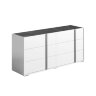 Низкий комод Status Italy Bianca Marble, три ящика, столешница под мрамор, BIBWHCM01BL