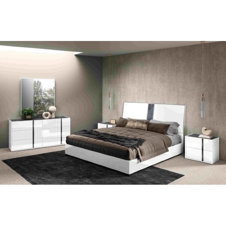 Низкий комод Status Italy Bianca Marble, три ящика, столешница под мрамор, BIBWHCM01BL