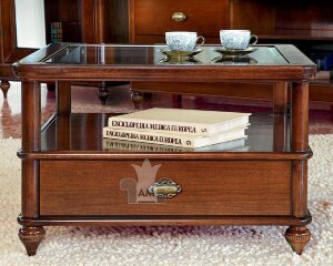 Столик журнальный с ящиком Бурбон MC Mobili BB834 светлый орех из массива дерева