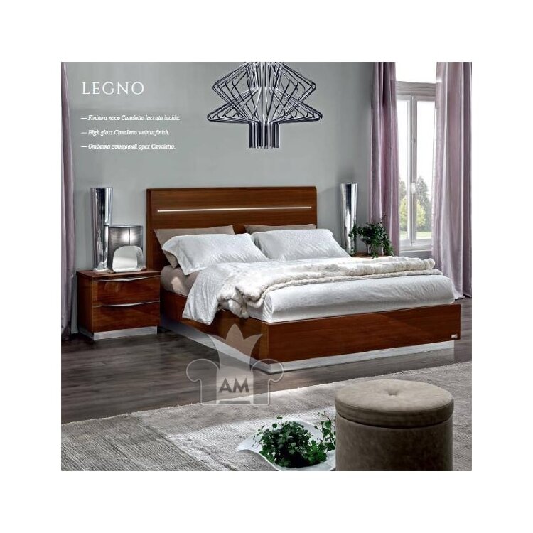 Кровать Legno Onda Walnut Camelgroup 160, с контейнером