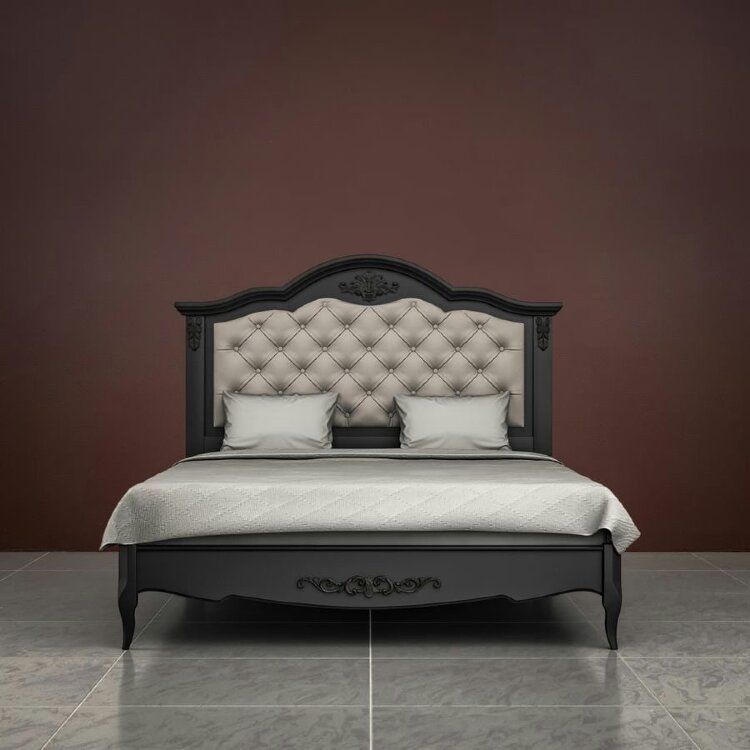 Кровать 120x200 с мягкой спинкой Тиволи, Черный