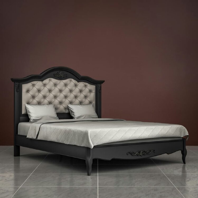 Кровать 120x200 с мягкой спинкой Тиволи, Черный