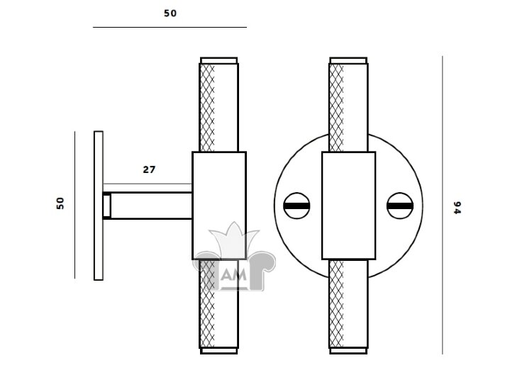 Ручка-кнопка Buster and Punch T-Bar Plate Cross Smoked Bronze