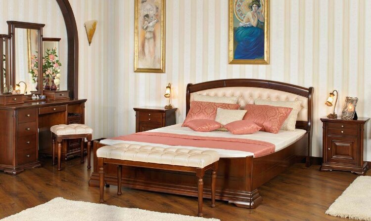 Кровать двуспальная Элеганс NT Mobex 160×200 из массива дерева