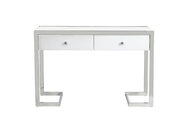 Консоль 2 ящика белая/хром см Garda Decor KFG103