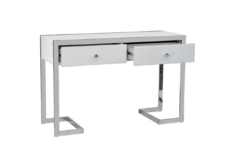 Консоль 2 ящика белая/хром см Garda Decor KFG103