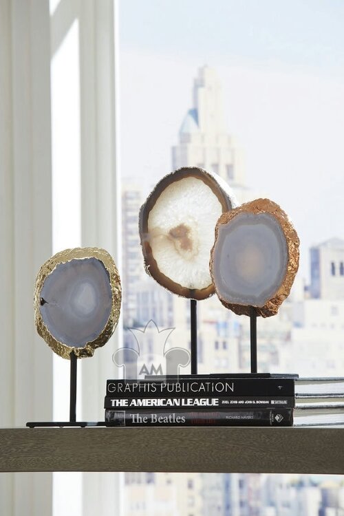 Скульптура Phillips Collection Agate Sculpture Silver Edge