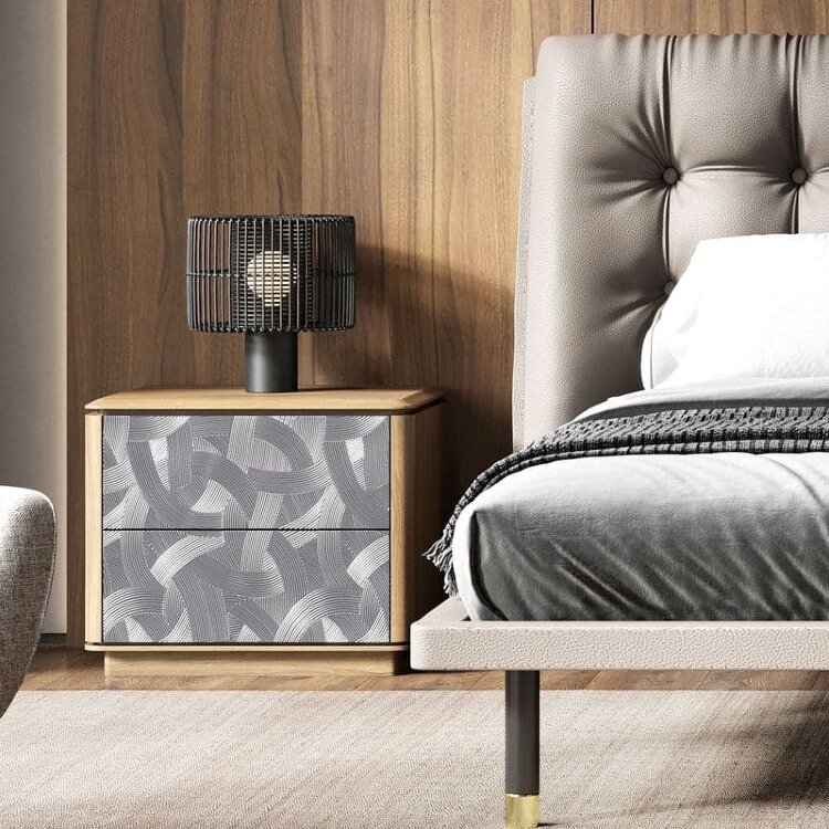Прикроватная тумба MOD Interiors Altea, Орех F, двери с декором, MDI.BST.ALT.3