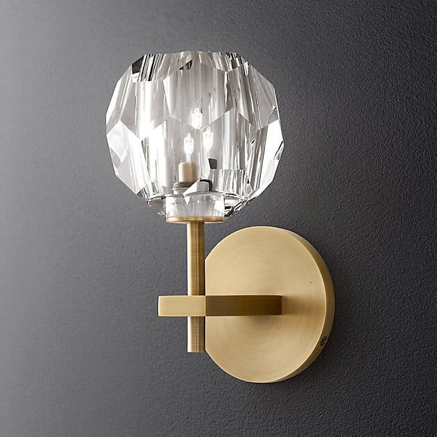 Бра Restoration Hardware Boule De Cristal Single Sconce Lacquered Burnished Brass