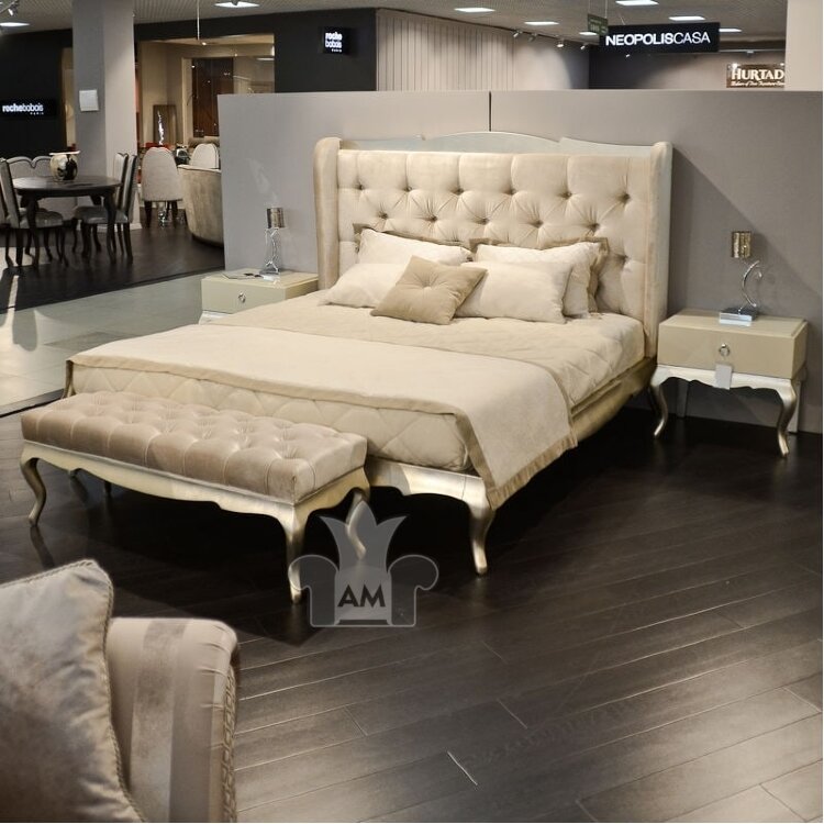 Кровать 180x200 Fratelli Barri Venezia, с решеткой, лак шампань/серебро, FB.BD.VZ.614