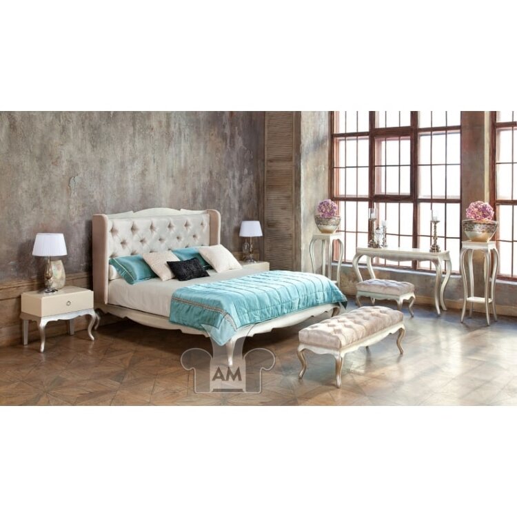 Кровать 180x200 Fratelli Barri Venezia, с решеткой, лак шампань/серебро, FB.BD.VZ.614