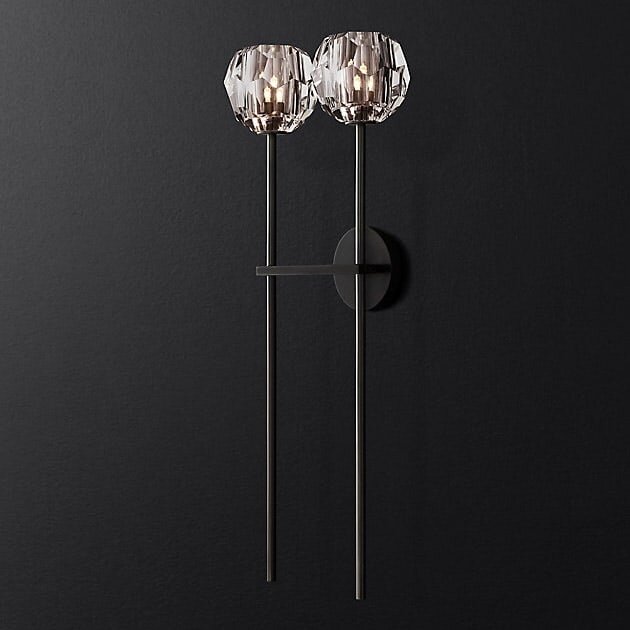 Бра Restoration Hardware Boule De Cristal Grand Double Sconce Polished Nickel