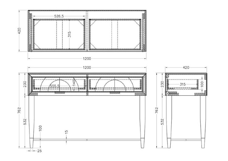 Консоль 2 ящика зеркало двухцветное см Garda Decor KFG122