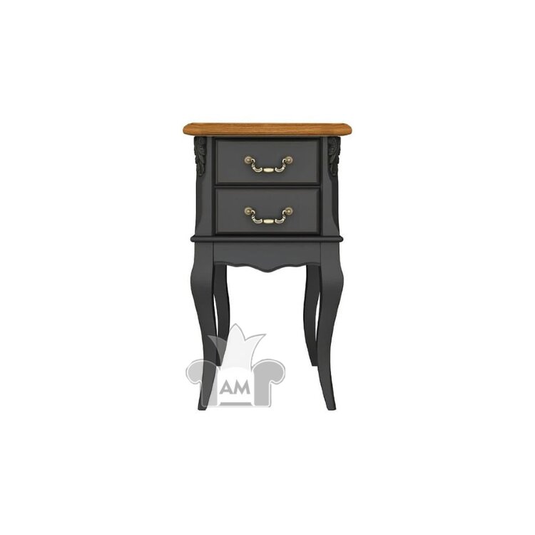 Тумба придиванная узкая 2 ящика Тиволи WOOD, Черный/Ясень