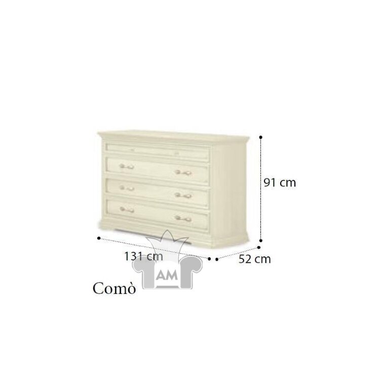 Комод Camelgroup Torriani Avorio, 4 ящика, низкий, 128CMS.01AV