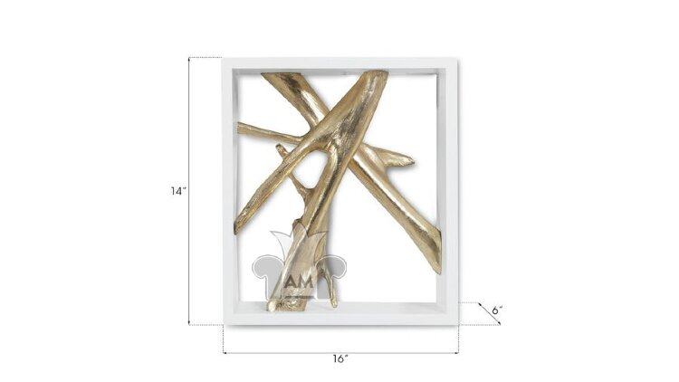 Настенный декор Phillips Collection Framed Branches Wall Tile White/Gold