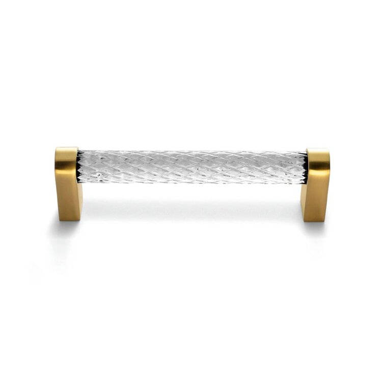 Ручка-скоба Restoration Hardware Lambeth Knurled Crystal L.10.2 Polished Brass