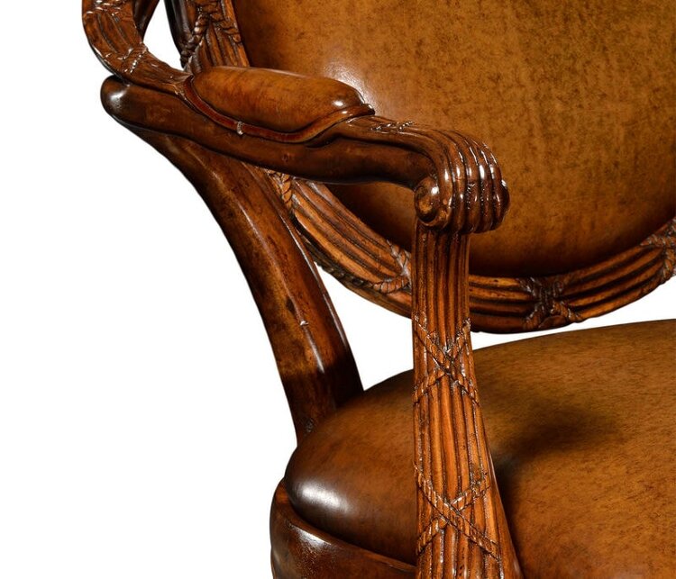 Полукресло Jonathan Charles Leather Rococo Arm Chair