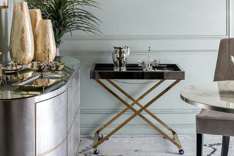 Стол сервировочный матовый, н/ж сталь золото см Garda Decor KFG134