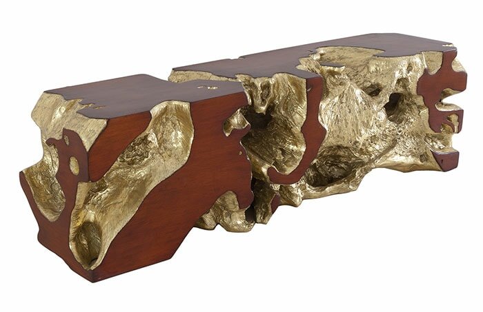 Банкетка Phillips Collection Freeform Bench Faux Bois/Gold