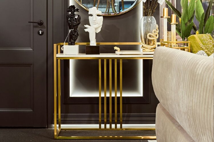 Консоль Misty Nuova иск.мрам/мат.зол см Garda Decor 47ED-182KONS-ZOL