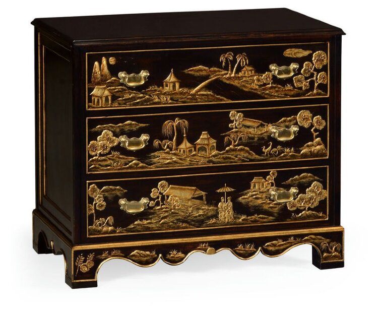 Комод Jonathan Charles Chinoiserie Style Ebonised Bedside Chest