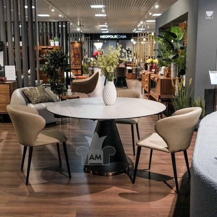 Стол обеденный MOD Interiors Toledo, 90 (135) см, керамика цвета Слоновая кость (SH1702), раздвижной, MDI.DT.TOL.18