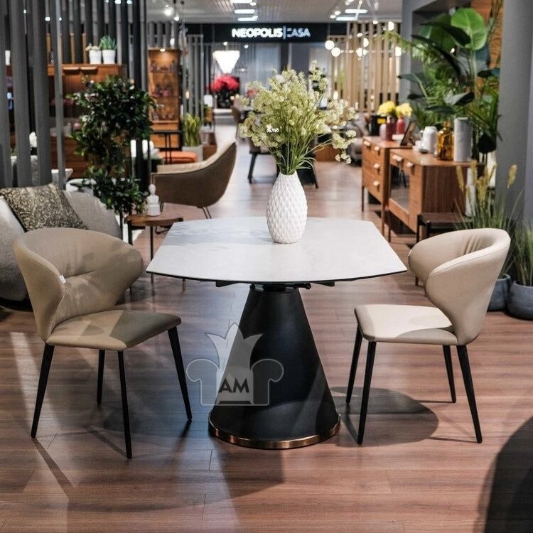 Стол обеденный MOD Interiors Toledo, 90 (135) см, керамика цвета Слоновая кость (SH1702), раздвижной, MDI.DT.TOL.18