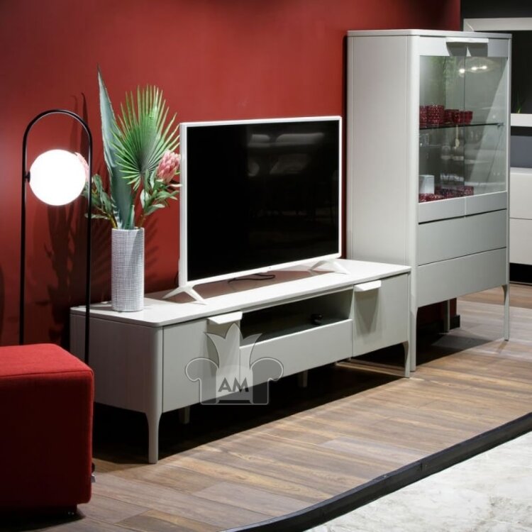 Тумба ТВ MOD Interiors Ronda, 180х45 см, серый матовый лак, MDI.TV.RD.92