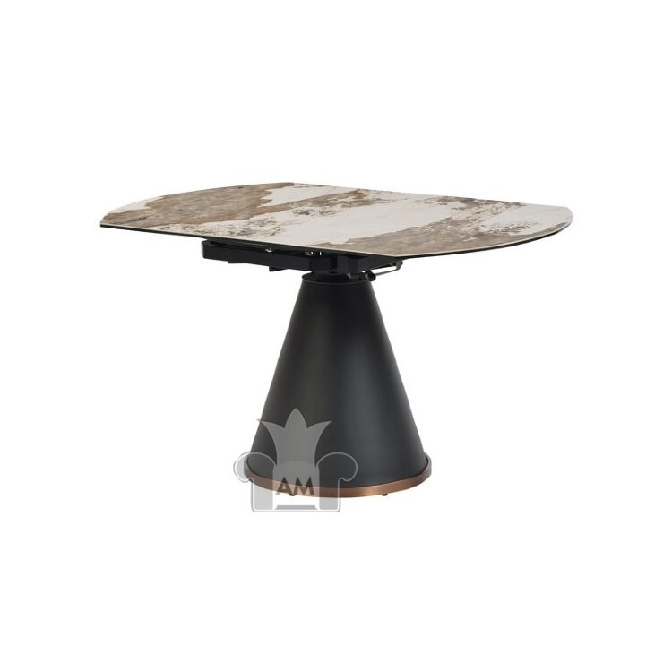 Стол обеденный MOD Interiors Toledo, 90 (O135) см, глянцевая керамика (C38), черный металл, розовое золото, раздвижной, MDI.DT.T