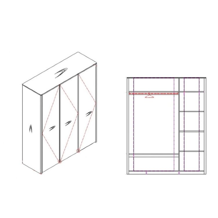 Шкаф MOD Interiors Paterna, трехдверный, без зеркал, MDI.WR.PN.29