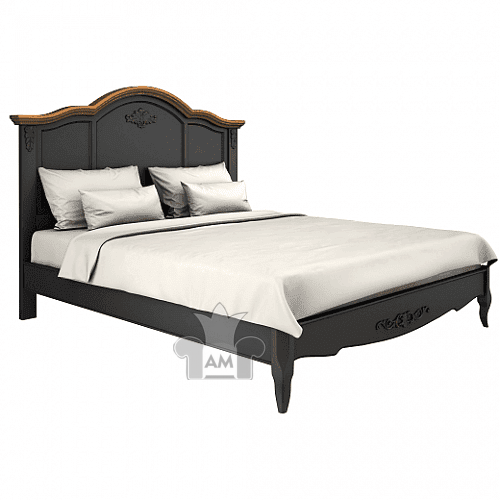 Кровать 200x200 Тиволи WOOD, Черный/Ясень