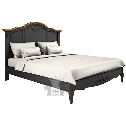 Кровать 200x200 Тиволи WOOD, Черный/Ясень
