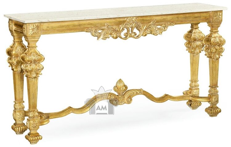 Консоль Jonathan Charles Marble Topped Baroque Gilded Console Table 493558-GIL