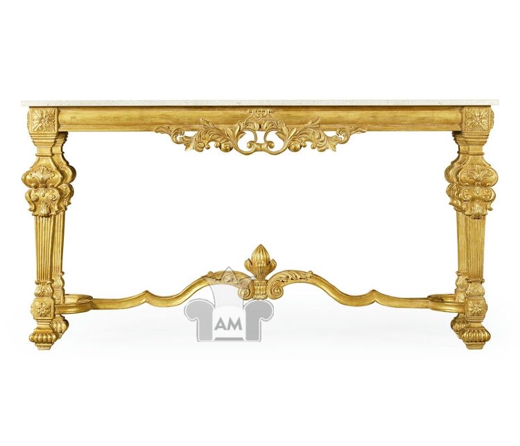 Консоль Jonathan Charles Marble Topped Baroque Gilded Console Table 493558-GIL